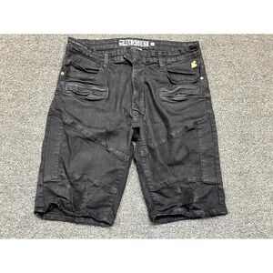 Grindhouse Shorts Mens 36 Black Denim Cotton Stretch Distressed Mid Rise Casual
